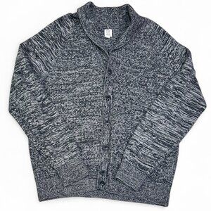GAP Men's Gray TXT Shawl Cardigan L 100% Cotton Mixed Knit Shawl Collar Cozycore